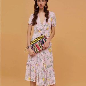 Zara pink ruffled floral dress